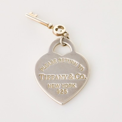 Tiffany & Co., Sterling Silver, 'Please Return to Tiffany' Heart Tag with Key Pendant