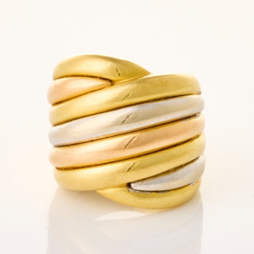18ct Yellow / White / Rose Gold, Wide Dress Ring