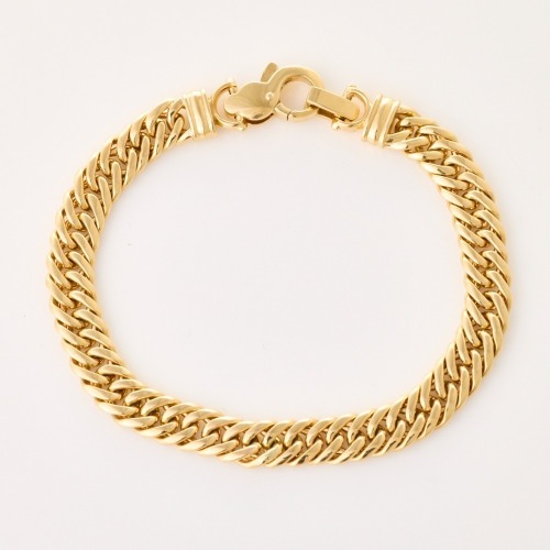 9ct Yellow Gold, 19.5cm, Tight Curb Link 'Cobra Style' Bracelet with Fancy Parrot Clasp