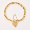 9ct Yellow Gold, 18cm, Curb Link Bracelet with Heart Shaped Padlock Clasp