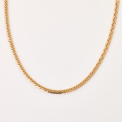 9ct Yellow Gold, 53cm Flat, Tight Curb Link Necklace