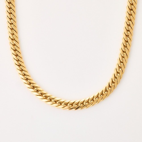 9ct Yellow Gold, 43cm, Tight Curb Link Necklace with Large, Fancy Lobster Clasp
