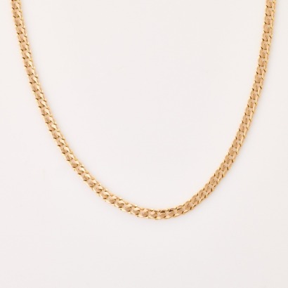 9ct Yellow Gold, 46cm, Faceted Curb Link Chain