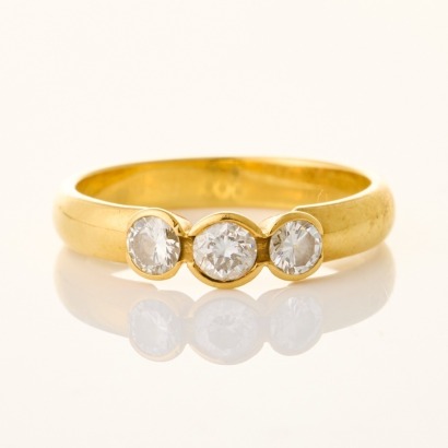 18ct Yellow Gold, .45ct Three Stone Diamond Ring