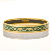 Herm&egrave;s Slim Green / Gold Patterned Enamel Bangle