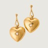 9ct Yellow Gold, Vintage, .04ct Diamond, Heart Shaped Drop Earrings