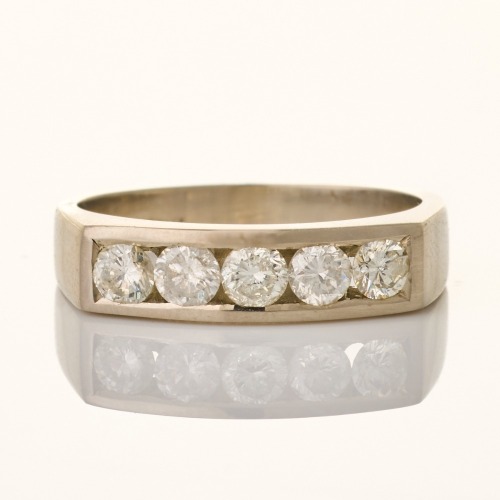 Palladium, Squared, Channel Set .75ct Diamond Ring