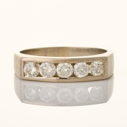 Palladium, Squared, Channel Set .75ct Diamond Ring
