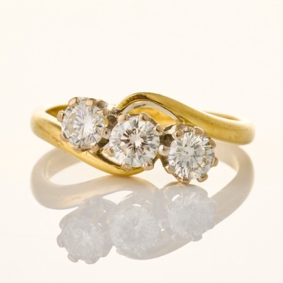 18ct Yellow / White Gold, .76ct Round Briiliant Cut Diamond Ring