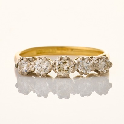 18ct Yellow Gold / Platinum,.65ct Graduated, Handmade Diamond Ring