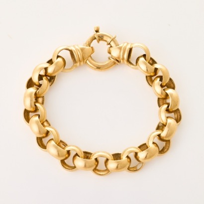 9ct Yellow Gold, 21cm Belcher Bracelet with Bolt Ring Clasp