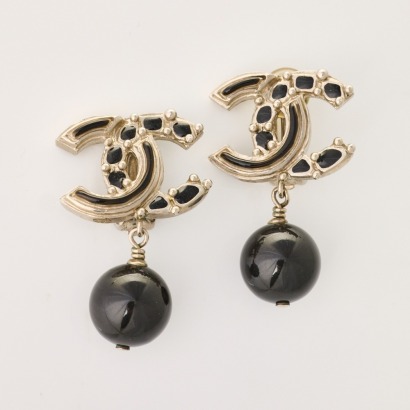 Chanel, CC Logo, Drop Clip-on Earrings with Box