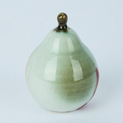 A Jennifer Shearer Celadon and Copper Glaze Pear A/F