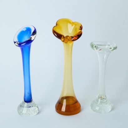 A Trio of Vintage Tulip Shape Glass Vases