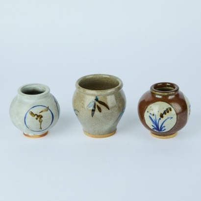 A Trio of Petite Hand-Painted Vases