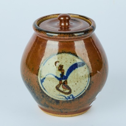 A Hand-Painted Lidded Jar