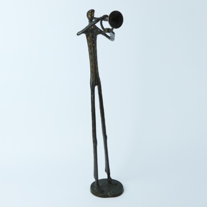 A Tall Bronze Bugler Statue