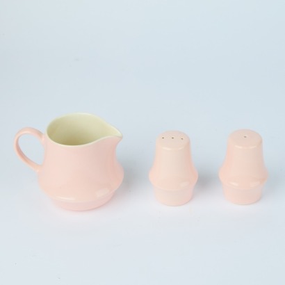 A Pink Glazed Crown Lynn Jug and Salt and Pepper Shakers