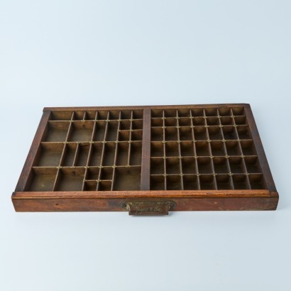 A Vintage Wooden Printers Tray with Handle