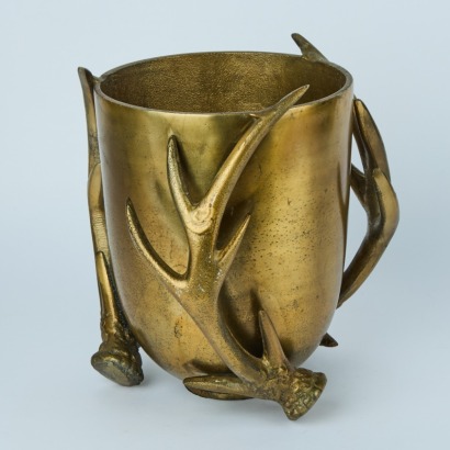 A Brass Planter with Deer Antler Details