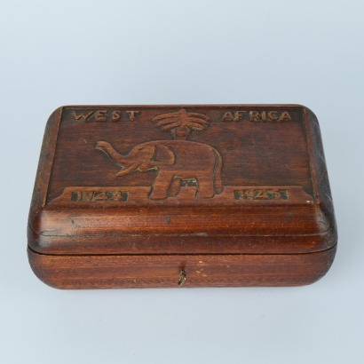 A Folk Art Carved Box with West Africa c. 1944-1945