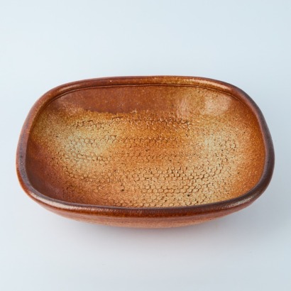A Large Len Castle Earthenware Shino Glaze Platter