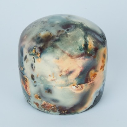 A Pit Fired Ceramic Container by Chris Dunn