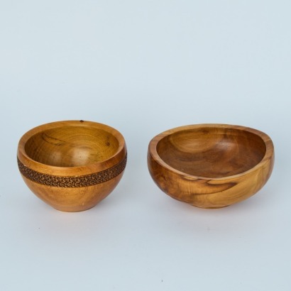 A Pair of Turned Wooden Bowls