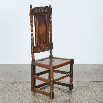 A Carved English Oak Dining Chair, c. 17th-Century A/F