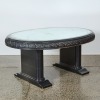 An Art Deco with an Aged Mirror Top Dining Table and Carved Edges, c. 1930 - 2