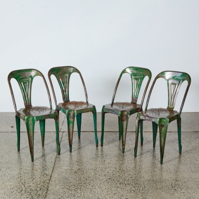 A Set of Four Vintage Green Model 'A' Chairs by Tolix, France, c. 1950s