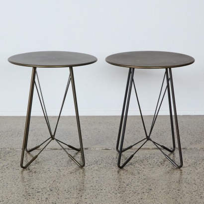 A Pair of Circular MCM Metal Tables