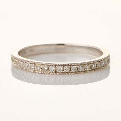 18ct White Gold, Modern, .16ct Diamond Set Band, Size K