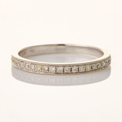 18ct White Gold, Modern, .16ct Diamond Set Band, Size K