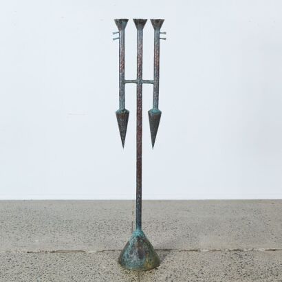 A Large Brutalist Copper Candelabra