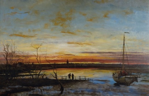 PETRUS VAN DER VELDEN Fishing Boat at Low Tide