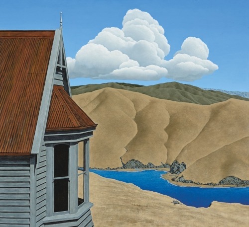 BRENT WONG Building with Landscape and Clouds