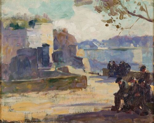 SYDNEY LOUGH THOMPSON Brittany Foreshore with Figures
