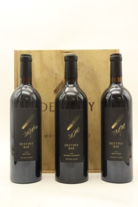(1) 2019 Destiny Bay Discovery Case 'Destinae' - 'Mystae' - 'Magna Praemia' Signed by Owner & Winemaker Sean Spratt, Waiheke Island, 3 Bottles Sold as One Lot