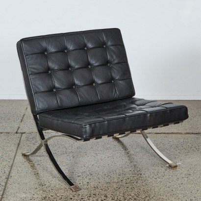 A Leather Barcelona Style Chair