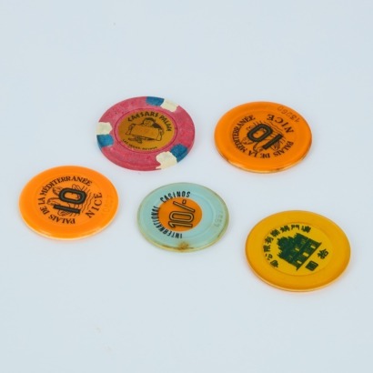 A Set of Five Casino Poker Chips