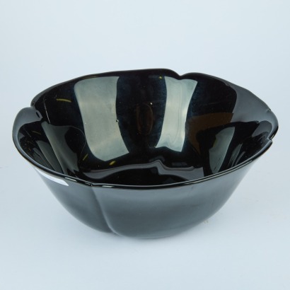 An Italian Black Glass Salad Bowl