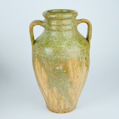 A Tall Green Ceramic Vase