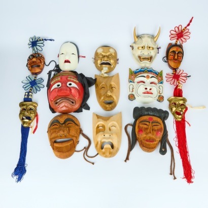 A Collection of 13 Asian Theatre Masks