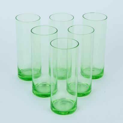 A Set of Six Green Glassware Cups