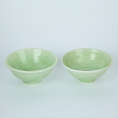 A Pair of Mirek Smisek Celadon Bowls