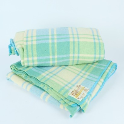 A Pair of Galaxie Mint Blue Woollen Blankets
