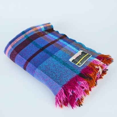 A St. Kathryn Indigo Plaid Woollen Travel Rug