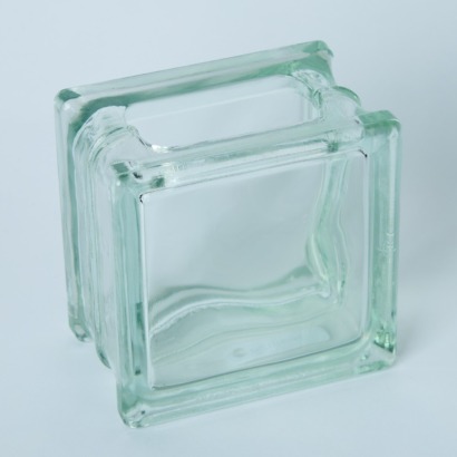 A Small Square German Glass Brick Vase