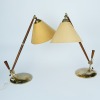 A Pair of Teak Danish Mid-Century Povl Dinesen Style Lamps